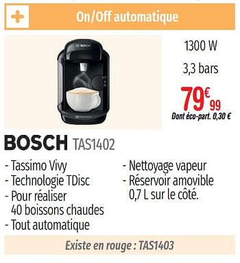 Promotions Machines à café : dosettes et capsules - grille-pain - bouilloires bosch tas1402 - Bosch - Valide de 01/07/2019 à 31/12/2019 chez Domial Èlectromenager Image et Son