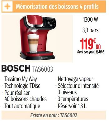 Promotions Machines à café : dosettes et capsules - grille-pain - bouilloires bosch tas6003 - Bosch - Valide de 01/07/2019 à 31/12/2019 chez Domial Èlectromenager Image et Son