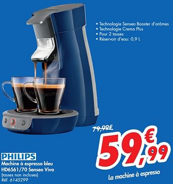 Promotions Philips machine à espresso bleu hd6561-70 senseo viva - Philips - Valide de 17/07/2019 à 22/07/2019 chez Carrefour