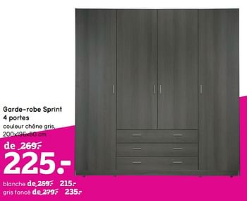 Garde-robe Sprint 4 portes - blanche - 200x196x50 cm