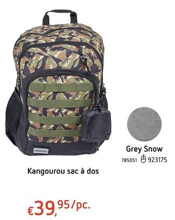 Promotions Kangourou sac à dos grey snow - Kangourou - Valide de 25/07/2019 à 04/09/2019 chez Dreamland