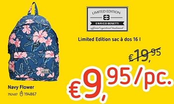 Promoties Limited edition sac à dos 16 l navy flower - Limited Edition - Geldig van 25/07/2019 tot 04/09/2019 bij Dreamland