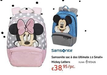Promoties Samsonite sac à dos ultimate 2.0 small+mickey letters - Samsonite - Geldig van 25/07/2019 tot 04/09/2019 bij Dreamland