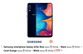 Promotions Samsung smartphone galaxy a20e blue - Samsung - Valide de 25/07/2019 à 04/09/2019 chez Dreamland