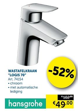 Promoties Wastafelkraan logis 70 - Hansgrohe - Geldig van 23/07/2019 tot 19/08/2019 bij Zelfbouwmarkt
