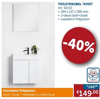 Promotions Toiletmeubel ayko - Belbano - Valide de 23/07/2019 à 19/08/2019 chez Zelfbouwmarkt