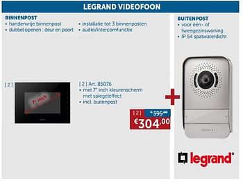 Promoties Legrand videofoon kleurenscherm - Legrand - Geldig van 23/07/2019 tot 19/08/2019 bij Zelfbouwmarkt