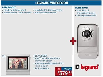 Promoties Legrand videofoon kleurenscherm - Legrand - Geldig van 23/07/2019 tot 19/08/2019 bij Zelfbouwmarkt