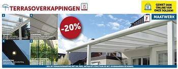 Promotions Terrasoverkappingen -20% - Produit maison - Zelfbouwmarkt - Valide de 23/07/2019 à 19/08/2019 chez Zelfbouwmarkt