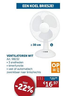 Promoties Ventilatoren wit - Huismerk - Zelfbouwmarkt - Geldig van 23/07/2019 tot 19/08/2019 bij Zelfbouwmarkt