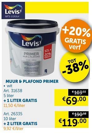 Promotions Muur + plafond primer - Levis - Valide de 23/07/2019 à 19/08/2019 chez Zelfbouwmarkt