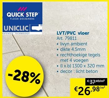 Promoties Lvt-pvc vloer - QuickStep - Geldig van 23/07/2019 tot 19/08/2019 bij Zelfbouwmarkt
