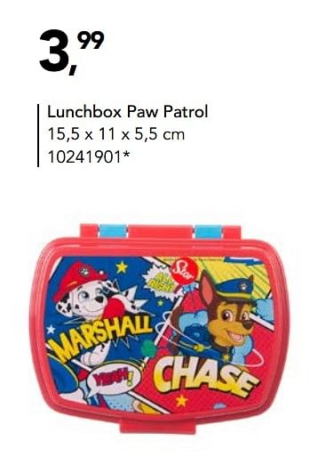 Promoties Lunchbox paw patrol - PAW  PATROL - Geldig van 19/07/2019 tot 08/09/2019 bij Bristol