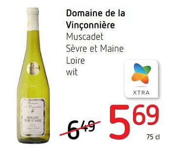 Promotions Domaine de la vinçonnière muscadet sèvre et maine loire wit - Vins blancs - Valide de 18/07/2019 à 31/07/2019 chez Spar (Colruytgroup)