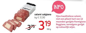 Promotions Salami salgiano - Produit Maison - Spar Retail - Valide de 18/07/2019 à 31/07/2019 chez Spar (Colruytgroup)