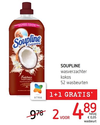 Promotions Soupline wasverzachter kokos - Soupline - Valide de 18/07/2019 à 31/07/2019 chez Spar (Colruytgroup)