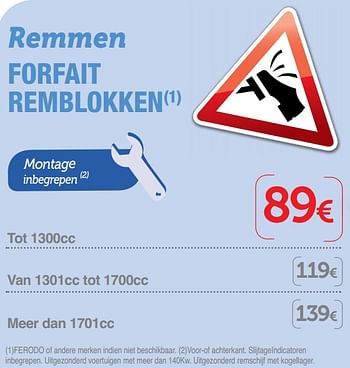 Promoties Remblokken tot 1300cc - Huismerk - Auto 5  - Geldig van 11/07/2019 tot 18/08/2019 bij Auto 5