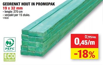 Promoties Gedrenkt hout in promopak - Merk onbekend - Geldig van 17/07/2019 tot 28/07/2019 bij Hubo