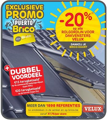 Huismerk - Brico -20% rolgordijn voor velux - Promotie bij Brico