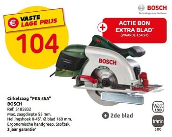 Promoties Cirkelzaag pks 55a bosch - Bosch - Geldig van 23/07/2019 tot 05/08/2019 bij Brico