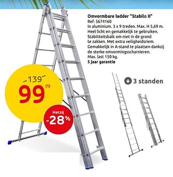 Promoties Omvormbare ladder stabilo ii - Escalo - Geldig van 23/07/2019 tot 05/08/2019 bij Brico