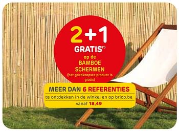 Promoties 2+1 gratis op de bamboe schermen - Huismerk - Brico - Geldig van 23/07/2019 tot 05/08/2019 bij Brico