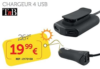 Promotions Chargeur 4 usb - TnB - Valide de 11/07/2019 à 18/08/2019 chez Auto 5