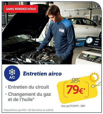 Promotions Entretien airco - Produit maison - Auto 5  - Valide de 11/07/2019 à 18/08/2019 chez Auto 5