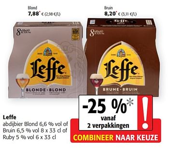 Promoties Leffe abdijbier blond of bruin of ruby - Leffe - Geldig van 17/07/2019 tot 30/07/2019 bij Colruyt