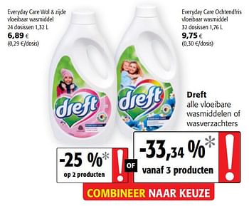 Promoties Dreft alle vloeibare wasmiddelen of wasverzachters - Dreft - Geldig van 17/07/2019 tot 30/07/2019 bij Colruyt