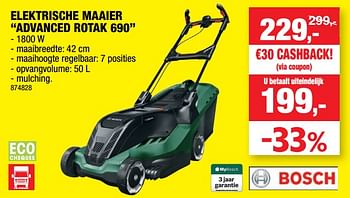 Promoties Bosch elektrische maaier advanced rotak 690 - Bosch - Geldig van 17/07/2019 tot 28/07/2019 bij Hubo