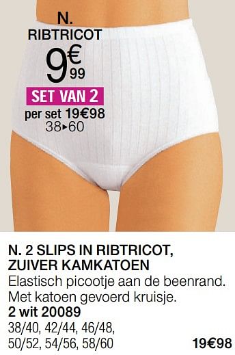 Promoties 2 slips in ribtricot, zuiver kamkatoen - Huismerk - Damart - Geldig van 17/07/2019 tot 30/09/2019 bij Damart