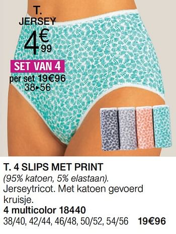 Promoties 4 slips met print - Huismerk - Damart - Geldig van 17/07/2019 tot 30/09/2019 bij Damart