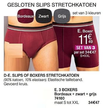 Promoties Slips of boxers stretchkatoen 3 boxers - Huismerk - Damart - Geldig van 17/07/2019 tot 30/09/2019 bij Damart