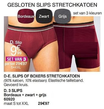 Promotions Slips of boxers stretchkatoen 3 slips - Produit Maison - Damart - Valide de 17/07/2019 à 30/09/2019 chez Damart