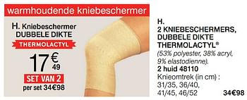 Promoties 2 kniebeschermers, dubbele dikte thermolactyl - Huismerk - Damart - Geldig van 17/07/2019 tot 30/09/2019 bij Damart