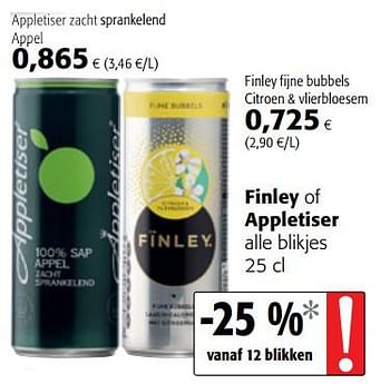 Promoties Finley of appletiser alle blikjes - Huismerk - Colruyt - Geldig van 17/07/2019 tot 30/07/2019 bij Colruyt