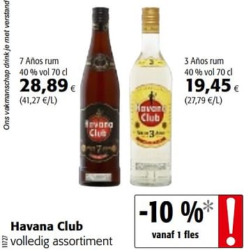 Promoties Havana club volledig assortiment - Havana club - Geldig van 17/07/2019 tot 30/07/2019 bij Colruyt