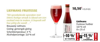 Promoties Liefmans fruitesse fruitbier - Liefmans - Geldig van 17/07/2019 tot 30/07/2019 bij Colruyt