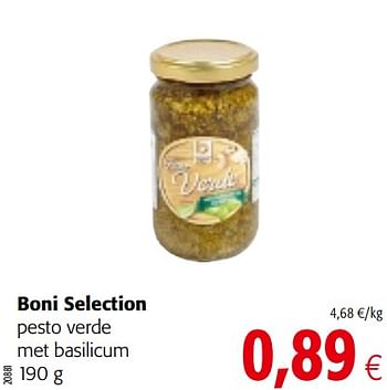Promoties Boni selection pesto verde met basilicum - Boni - Geldig van 17/07/2019 tot 30/07/2019 bij Colruyt