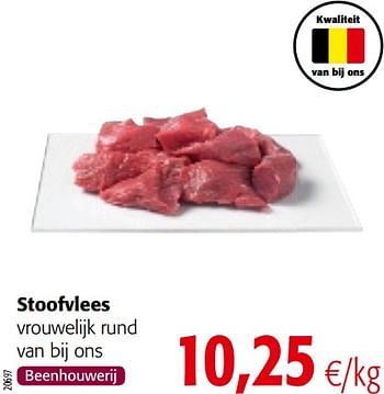 Promoties Stoofvlees vrouwelijk rund van bij ons - Huismerk - Colruyt - Geldig van 17/07/2019 tot 30/07/2019 bij Colruyt