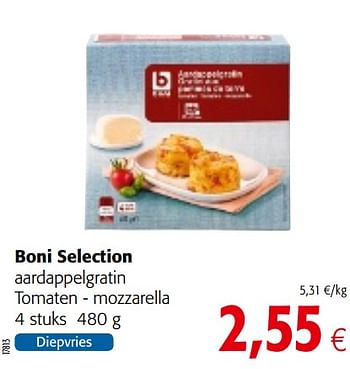 Promoties Boni selection aardappelgratin tomaten - mozzarella - Boni - Geldig van 17/07/2019 tot 30/07/2019 bij Colruyt