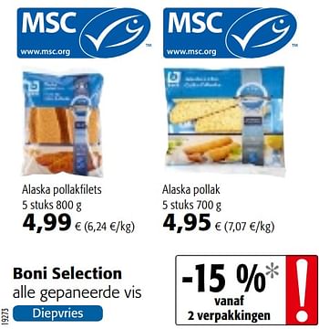 Promoties Boni selection alle gepaneerde vis - Boni - Geldig van 17/07/2019 tot 30/07/2019 bij Colruyt