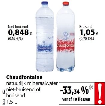 Promoties Chaudfontaine natuurlijk mineraalwater niet-bruisend of bruisend - Chaudfontaine - Geldig van 17/07/2019 tot 30/07/2019 bij Colruyt
