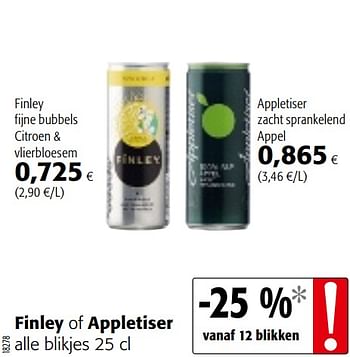 Promoties Finley of appletiser alle blikjes - Huismerk - Colruyt - Geldig van 17/07/2019 tot 30/07/2019 bij Colruyt