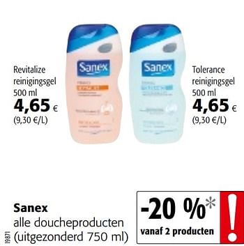 Promoties Sanex alle doucheproducten - Sanex - Geldig van 17/07/2019 tot 30/07/2019 bij Colruyt