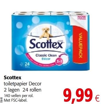 Promotions Scottex toiletpapier decor 2 lagen 24 rollen - Scottex - Valide de 17/07/2019 à 30/07/2019 chez Colruyt