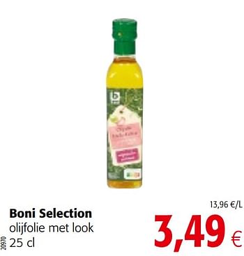 Promotions Boni selection olijfolie met look - Boni - Valide de 17/07/2019 à 30/07/2019 chez Colruyt