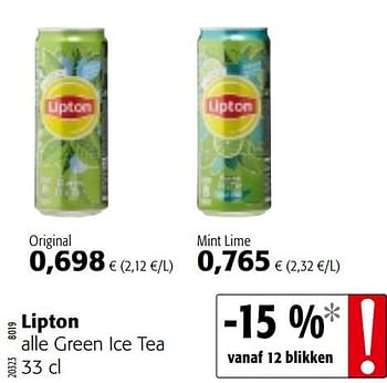 Promoties Lipton alle green ice tea - Lipton - Geldig van 17/07/2019 tot 30/07/2019 bij Colruyt