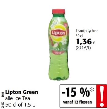 Promotions Lipton green alle ice tea - Lipton - Valide de 17/07/2019 à 30/07/2019 chez Colruyt